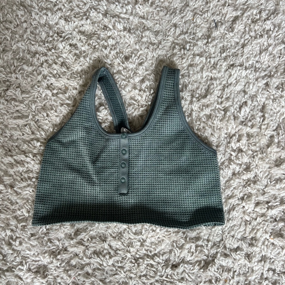 Aerie Green Textured Sports Bra